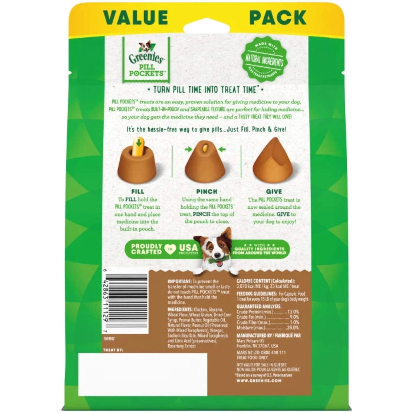 Peanut Butter Flavored Capsule Pill Pockets, 60 Count