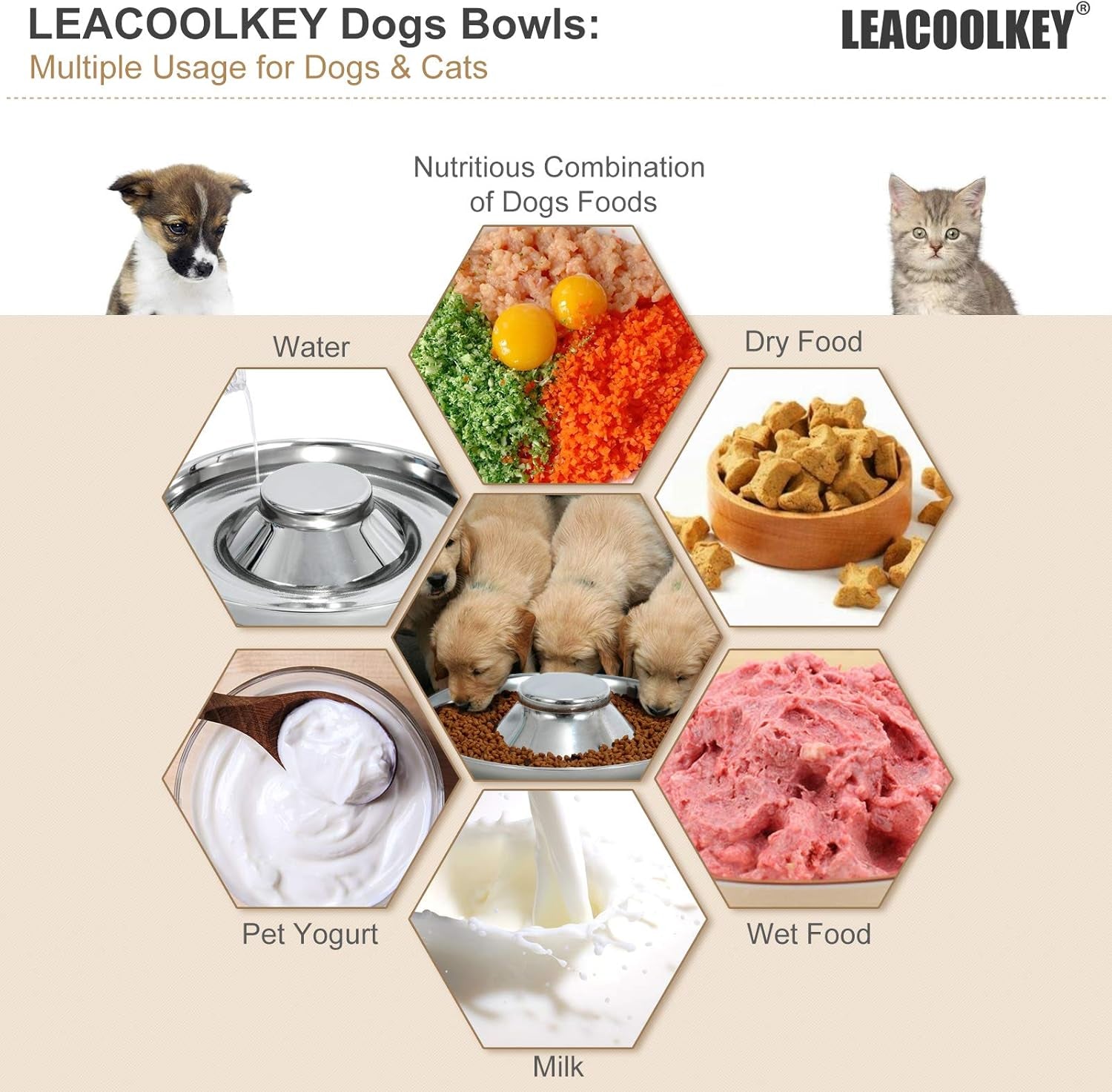 Stainless Steel Dogs Bowls-Puppy Food/Water Bowls-Dogs Feeding Bowls for Litters Puppies-Pets Whelping Weaning Dishes-Feeder Bowls for Dogs/Cats/Pets Ste of 2